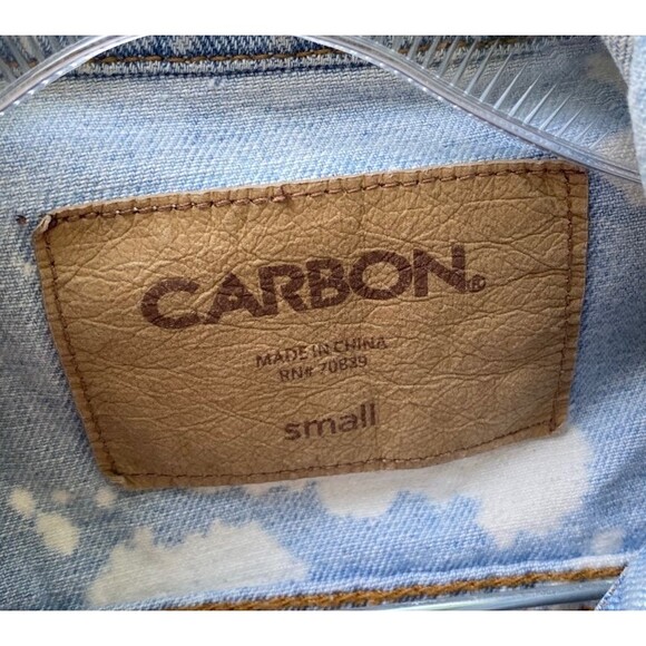 Carbon size Small S unisex denim jean jacket blue bleached distressed - Picture 9 of 11